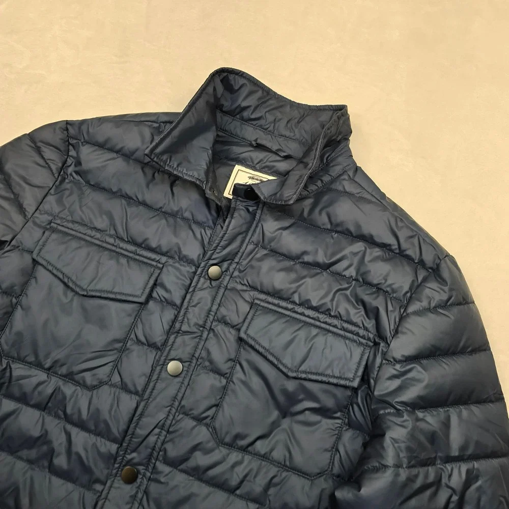 JoS A Bank Quilted Field Jacket Mens Large Navy‎ Blue 1905 Snap Front Shacket